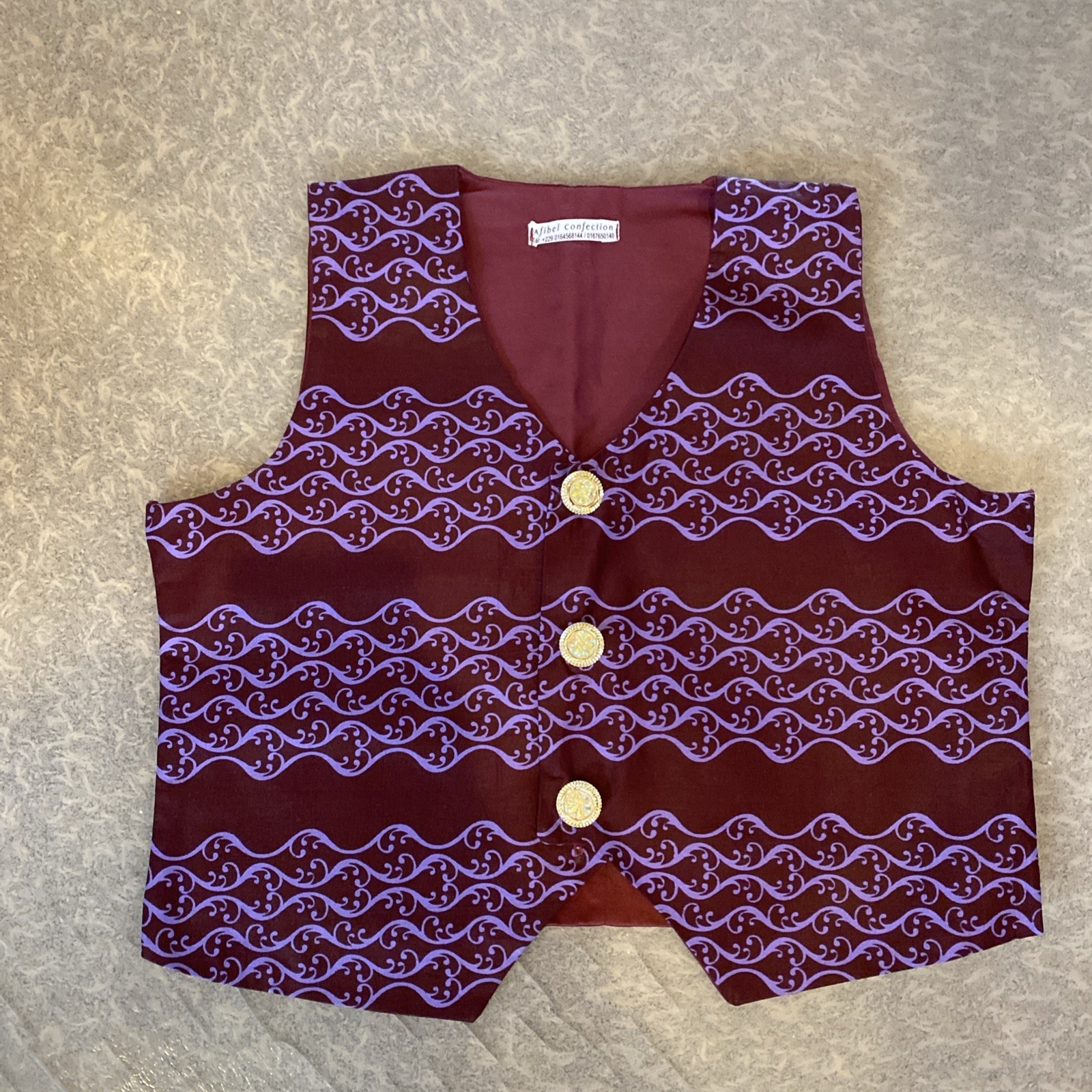 One of a Kind Purple Burgundy Unisex Vest West African . Berkina Faso Benin