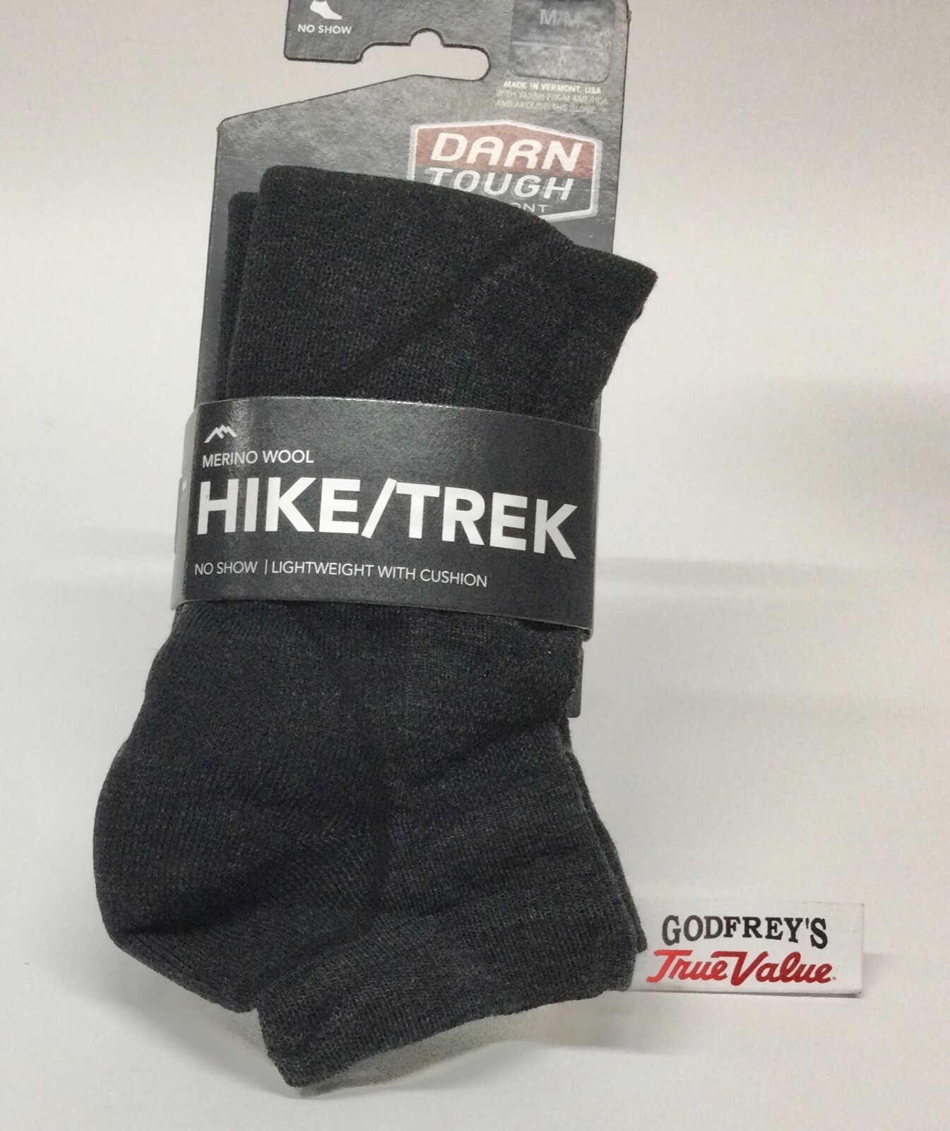 Darn Tough 1990 Black Men's Light Hiker No Show Lightweight Hiking Sock USA
