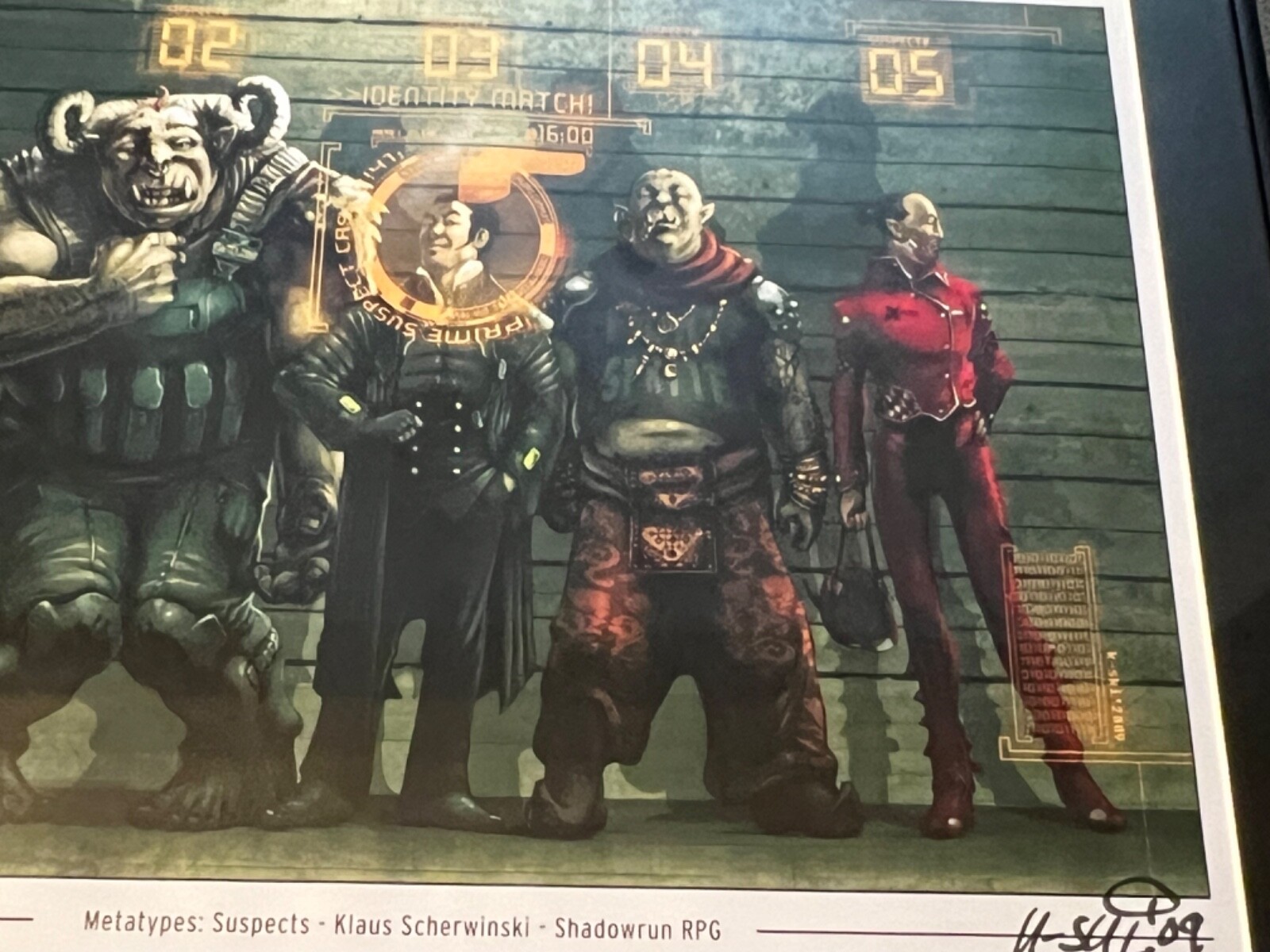Shadowrun RPG Metatypes Suspects Framed Picture Signed By Klaus Scherwinski