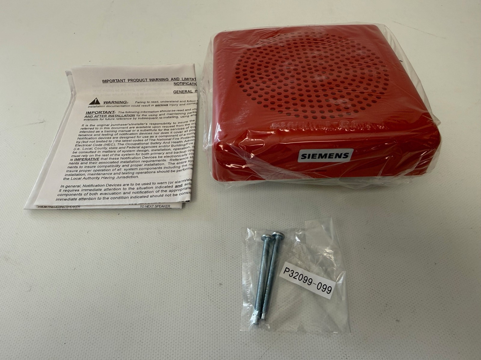 SIEMENS 500-636029 SE-R SE SERIES SPEAKER RED ALARM NEW