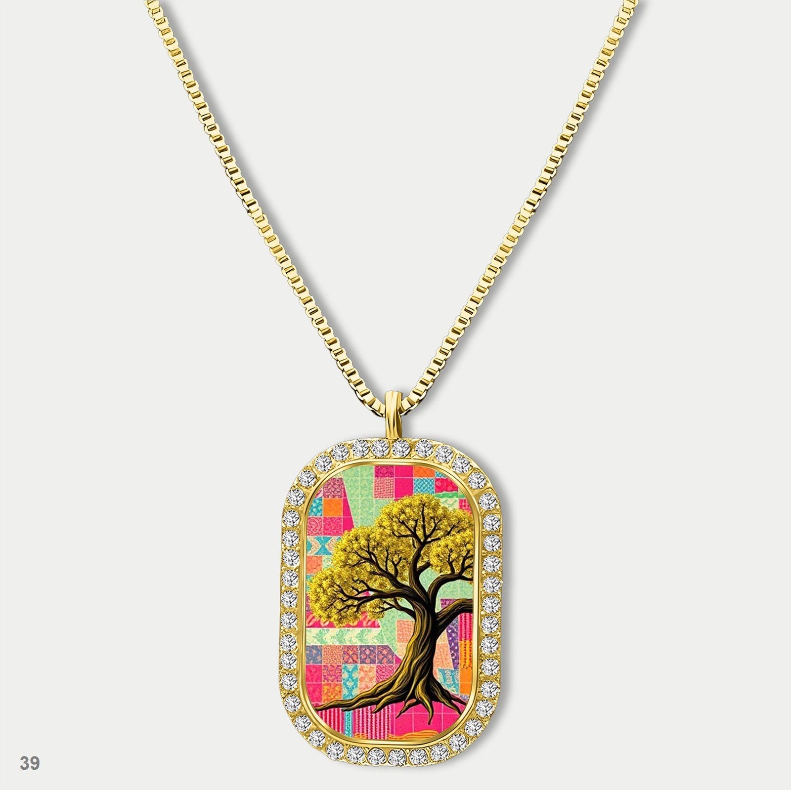 Amazing Colorful Tree of Life Pendant Necklace Chain Image Dog Tag Chain Gift De