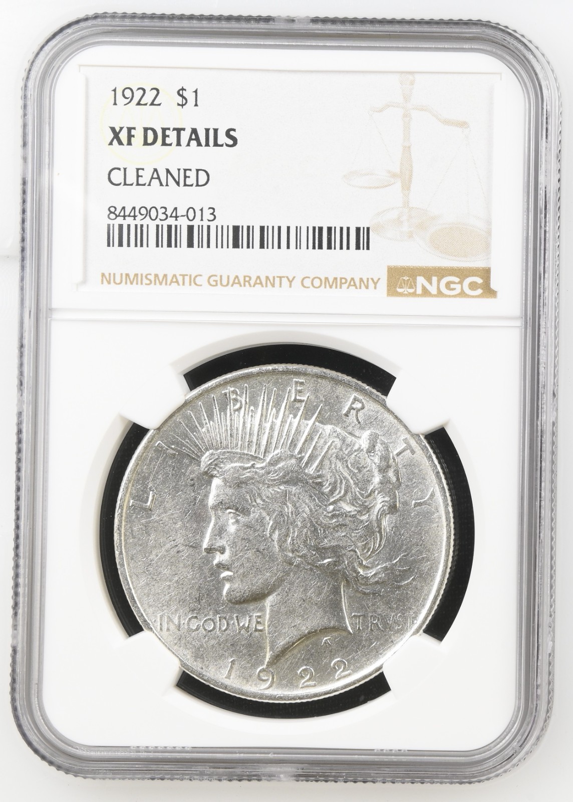 1922 Peace Silver Dollar $1 NGC XF