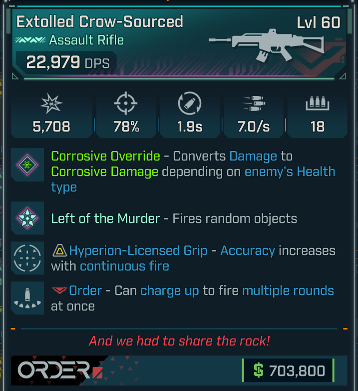 Borderlands 4⭐PEARLESCENT CROW-SOURCED ASSAULT RIFLE⭐CORROSIVE OVERRIDE