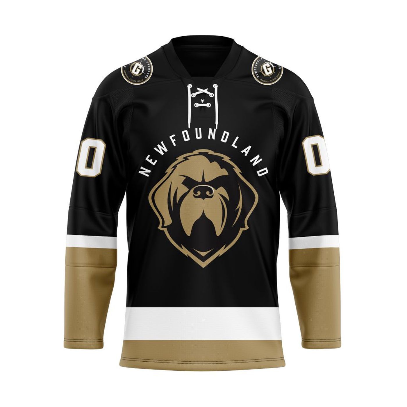 Personalized Newfoundland Growlers Black Lace Hockey Shirt Men's Fan Gear Gift
