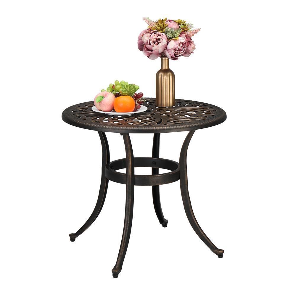 21"/24"Garden Bistro Table Round Cast Aluminum Outdoor Patio Dining Dinner Table