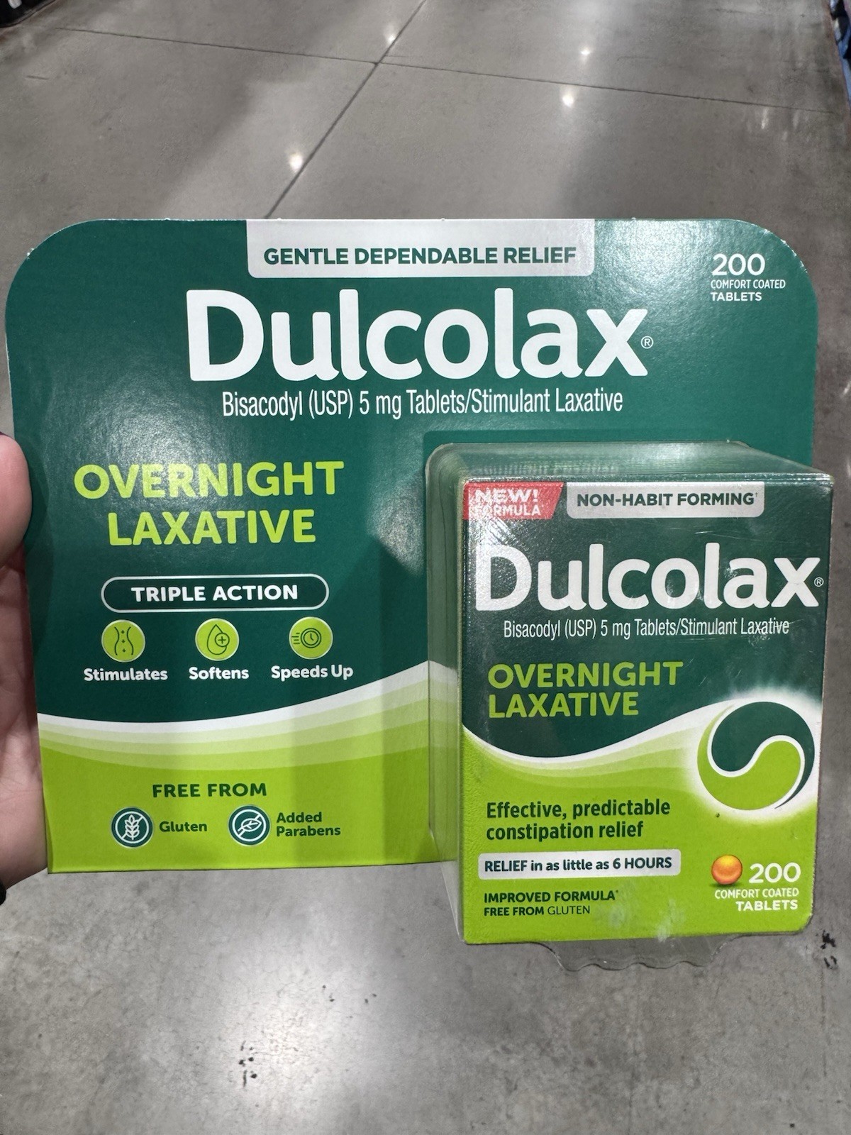 Dulcolax Overnight Laxative 5mg Bisacodyl Tablets 200 Count Constipation