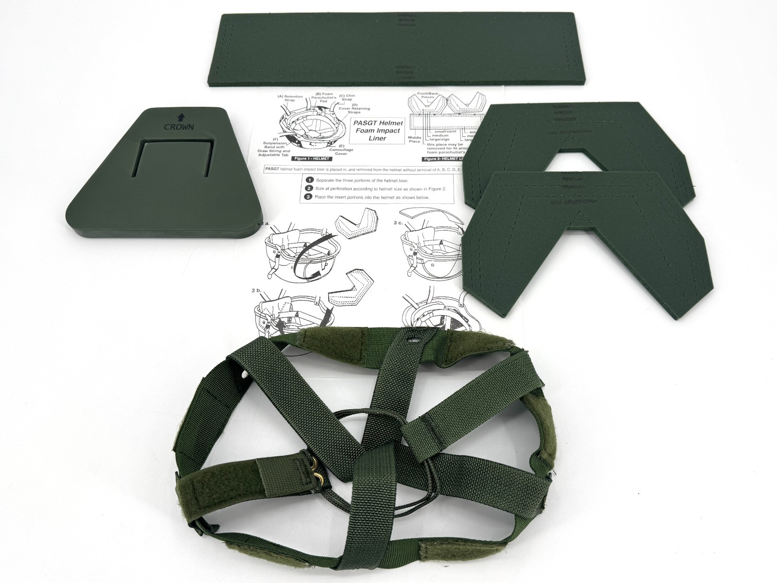 USGI Airborne PASGT Helmet Foam Impact Liner Pad Set With Suspension Assembly L