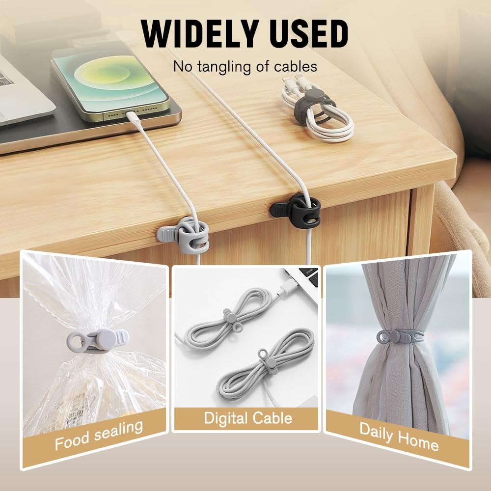 24pcs Silicone Cable Ties, Magnetic Data Cable Organizers Reusable Cable Ties...