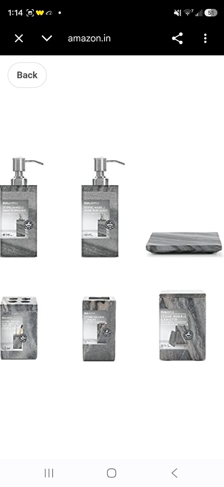 6 Piece Natural Marble Bathroom Accessory Set