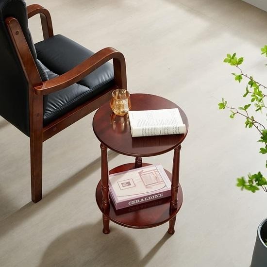 Round Side Table 60.96cm, Two Tier End Tables for Small Spaces