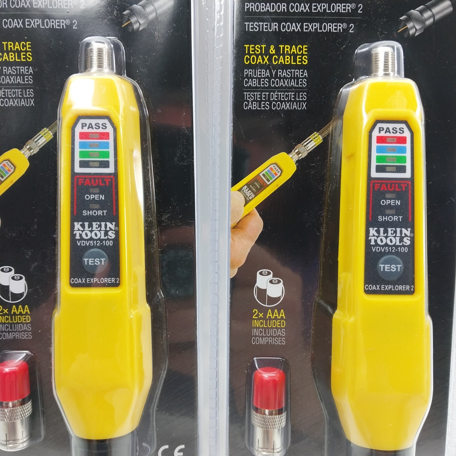 2x KLEIN TOOLS VDV512-100 Cable Tester, Coax Explorer® 2 Tester with Batteries