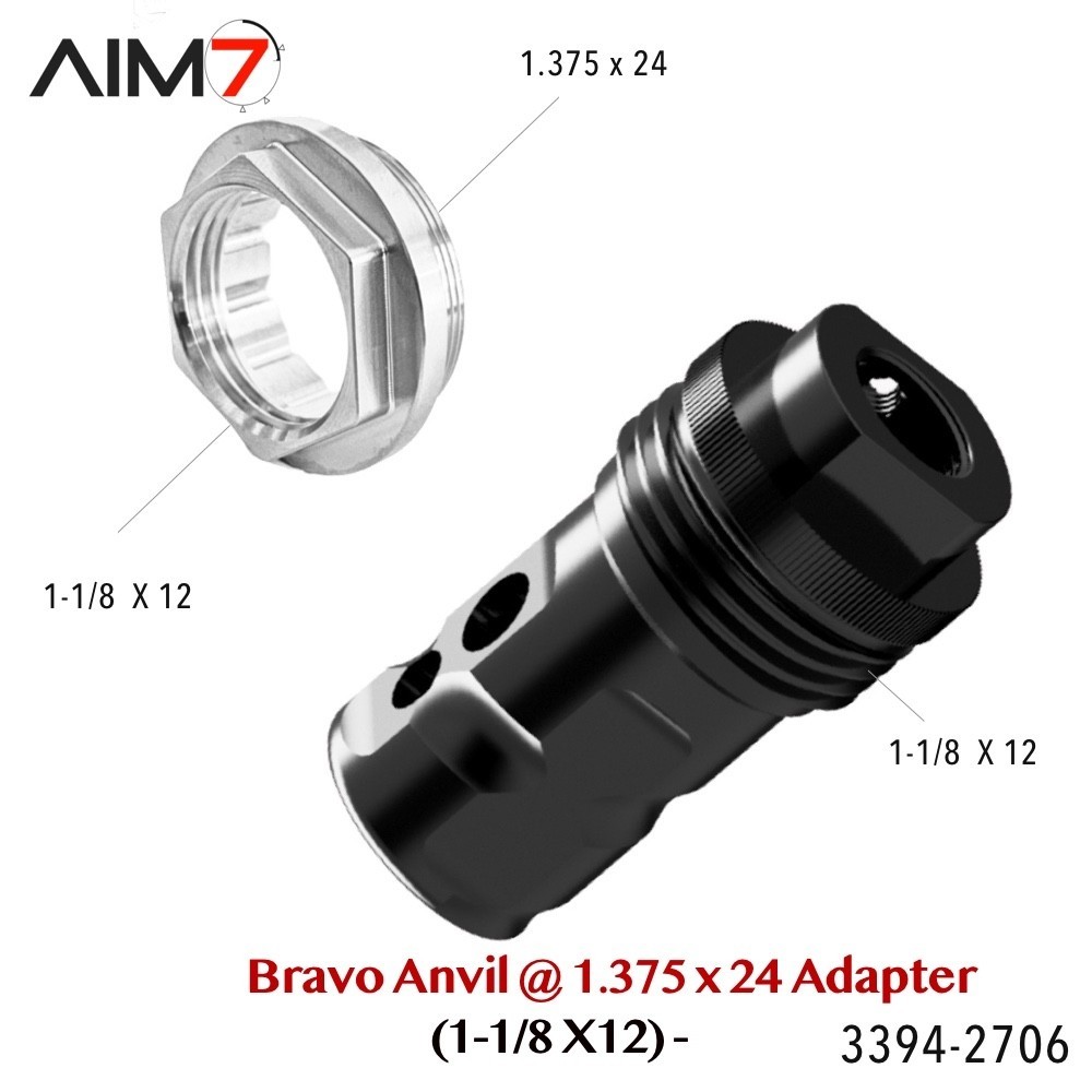 AIM7 ANVIL  Muzzle 5/8 x 24 or 1/2 x 28 with  (1-1/8x12)