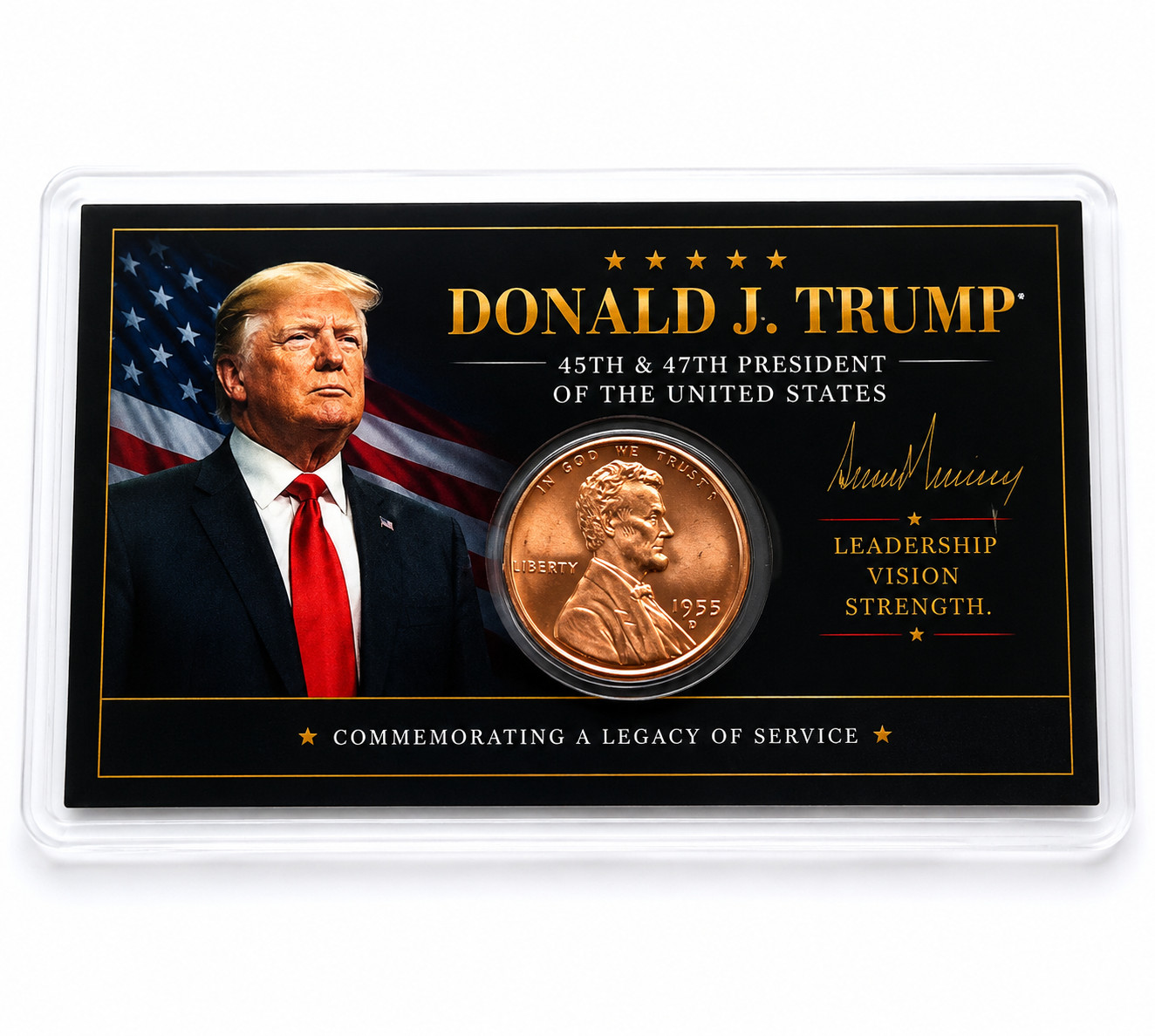 Donald Trump Card w/ BU Wheat Cent Penny Lincoln Cent Collectible Free Ship