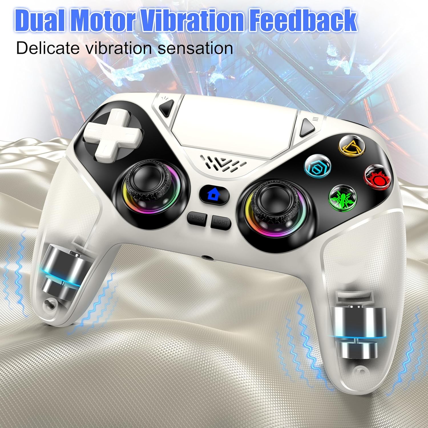 LED Wireless Controller for PS5, Compatible with PS5 Pro/Slim/PC, Dual