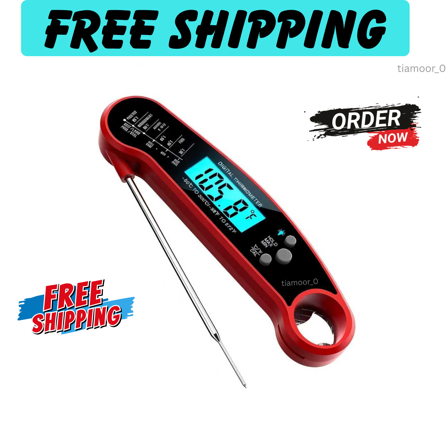 New Alpha Grillers Instant Read Food Thermometer for Cooking, Grilling w Backlit