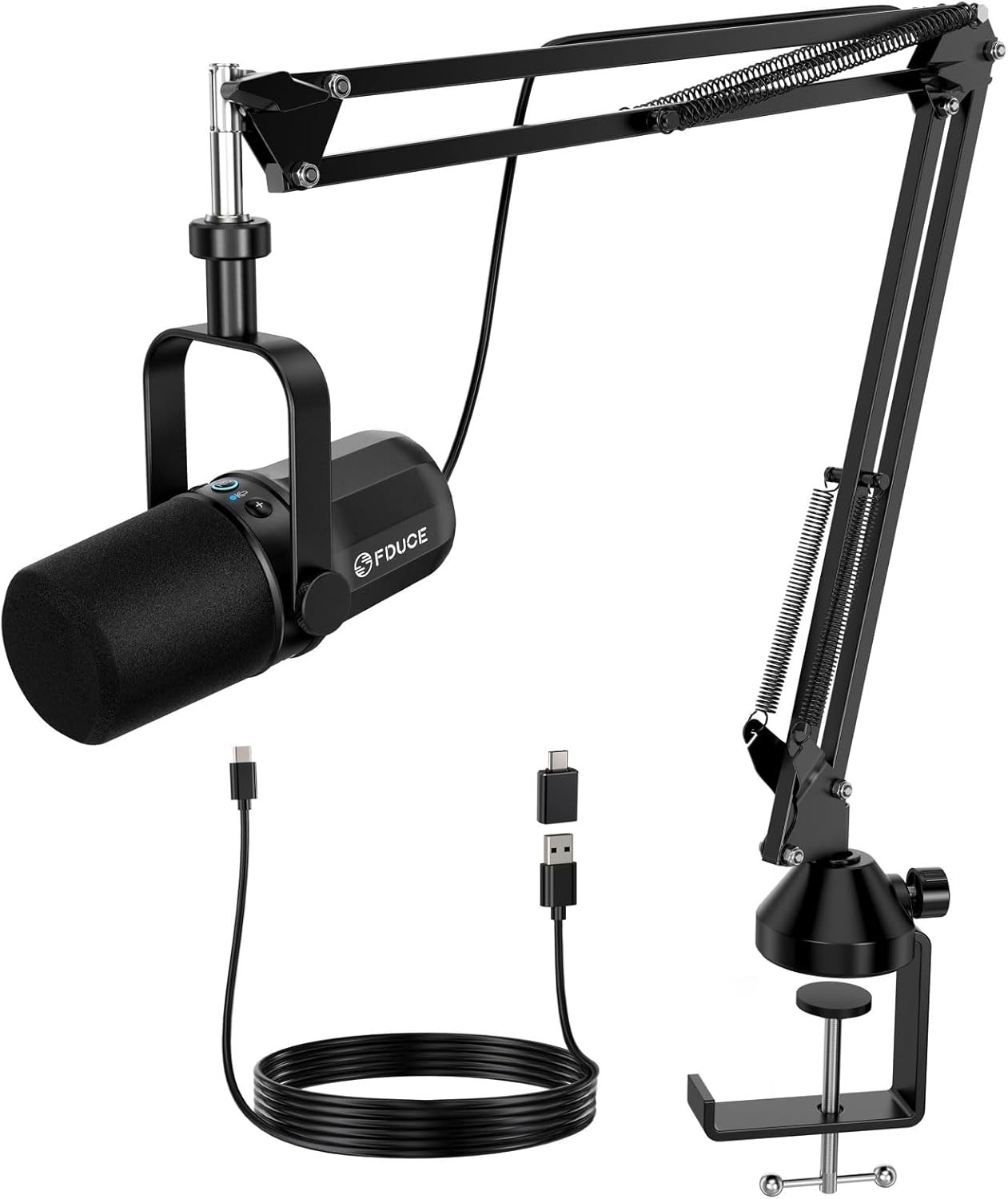 FDUCE Dynamic Microphone, XLR/USB Podcast Recording PC Microphone for Black