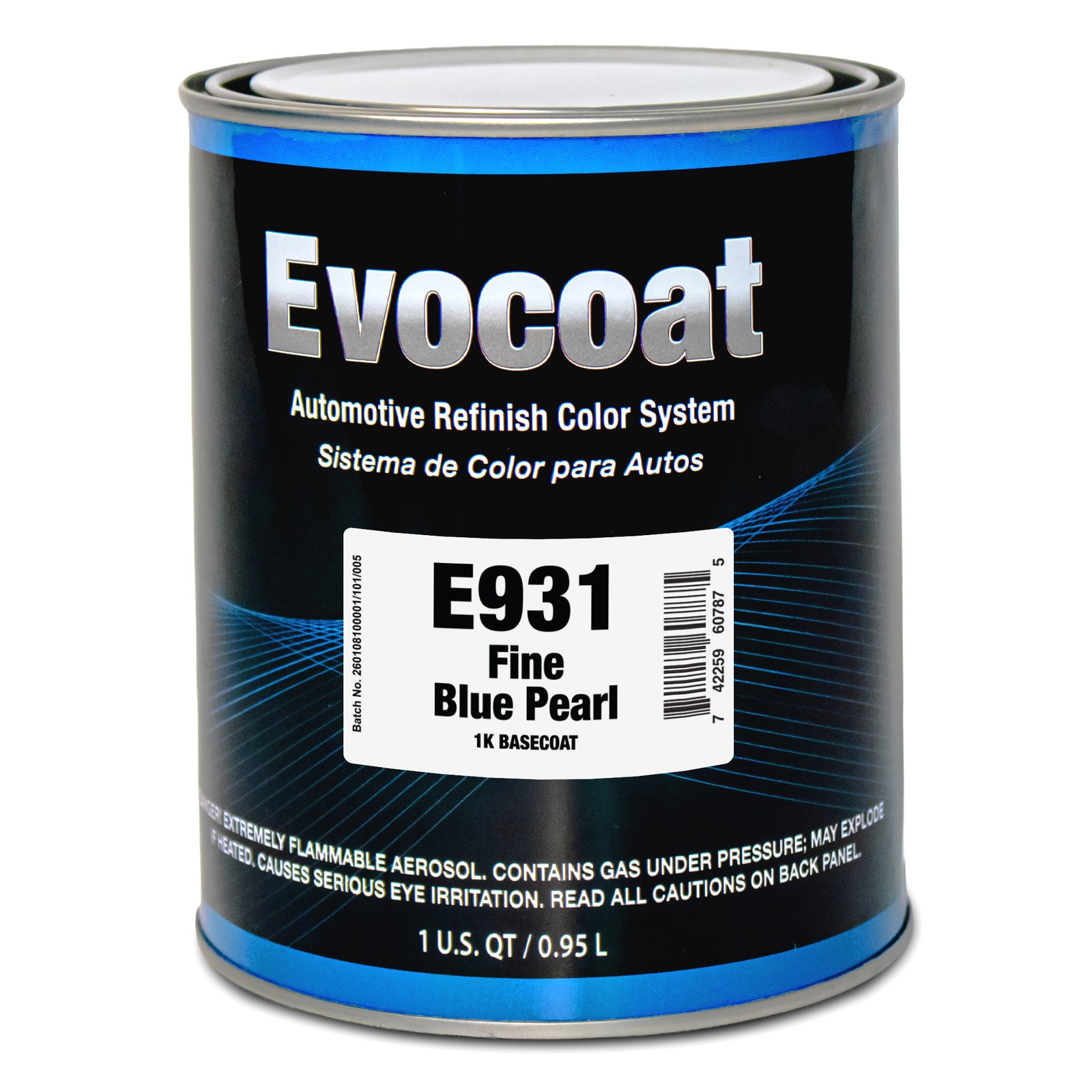 Evocoat 1K Base Coat E931 Fine Blue Pearl QT, (Compatible With PC-1931 1:1 Mix
