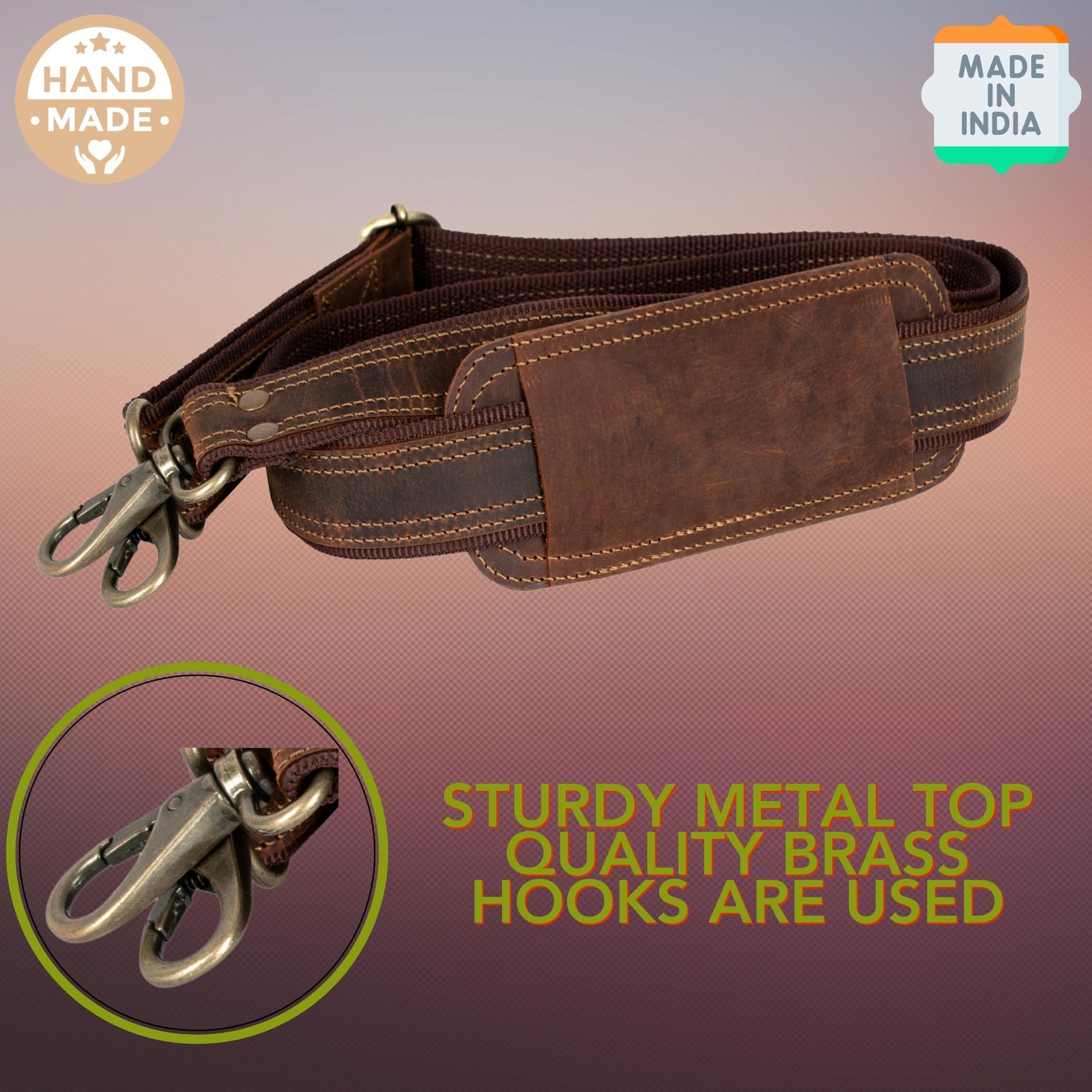 Hell Blues Bag Strap Replacement - Genuine One Size, Rustic Brown Buff