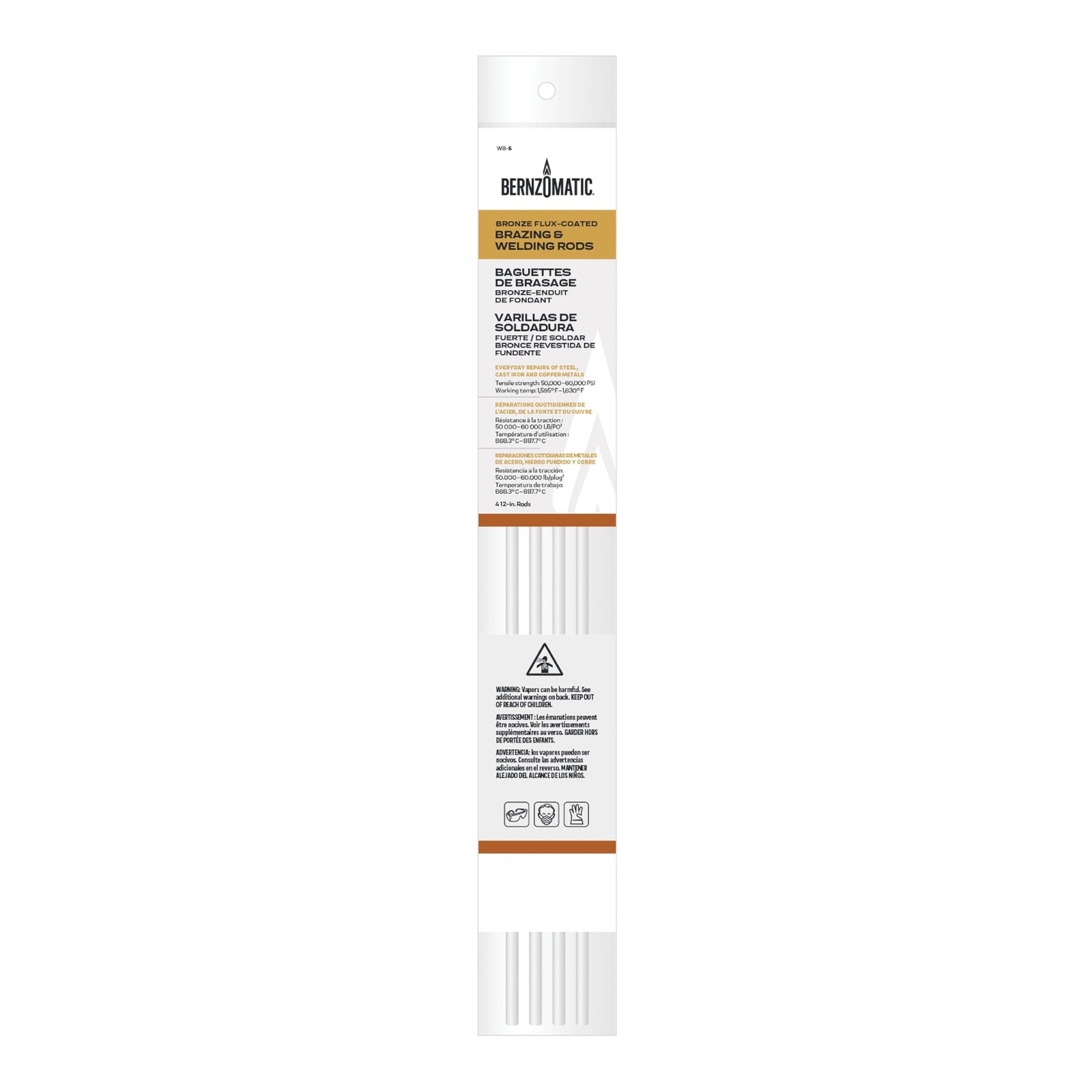 WB5 Bronze Flux Coated Brazing/Welding Rod, 4Piece