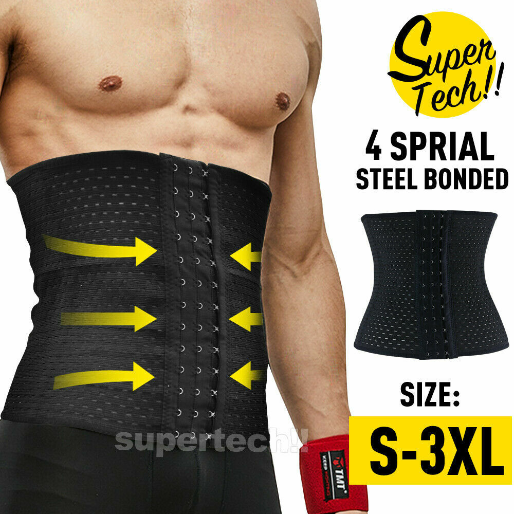 Men's Waist Trainer Body Shaper Tummy Girdle Belt Belly Fat Burner Corset S-3XL