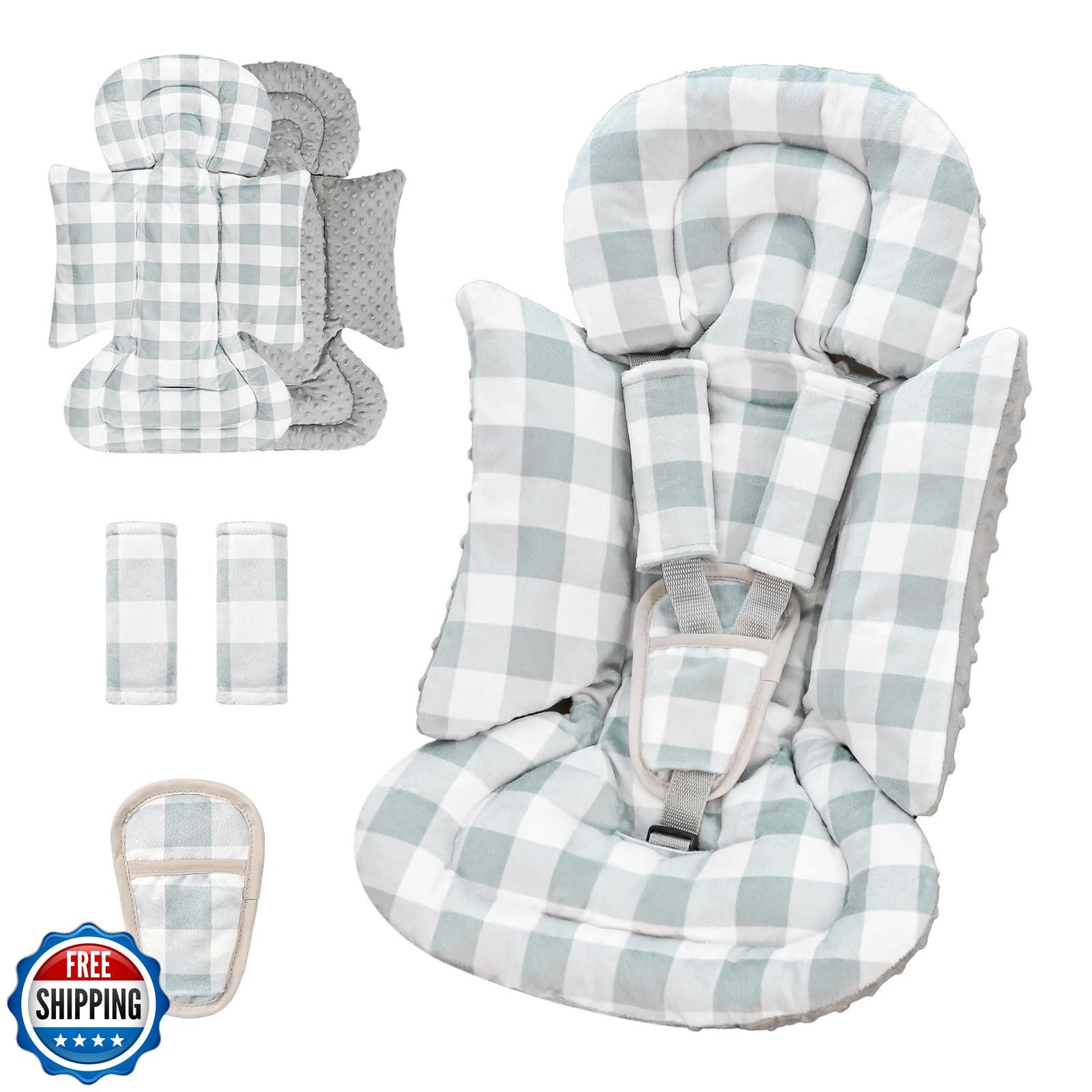 DAYEEBALL Infant Insert, Reversible, Soft, Grey Checkered