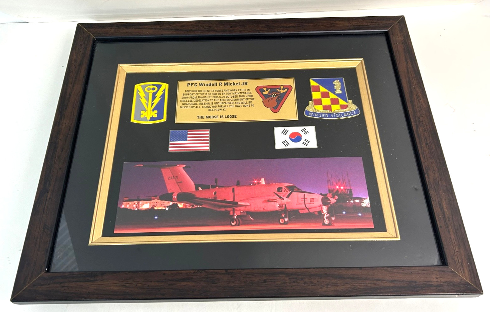 US Army Intelligence & Electronic Warfare Framed & Named Display