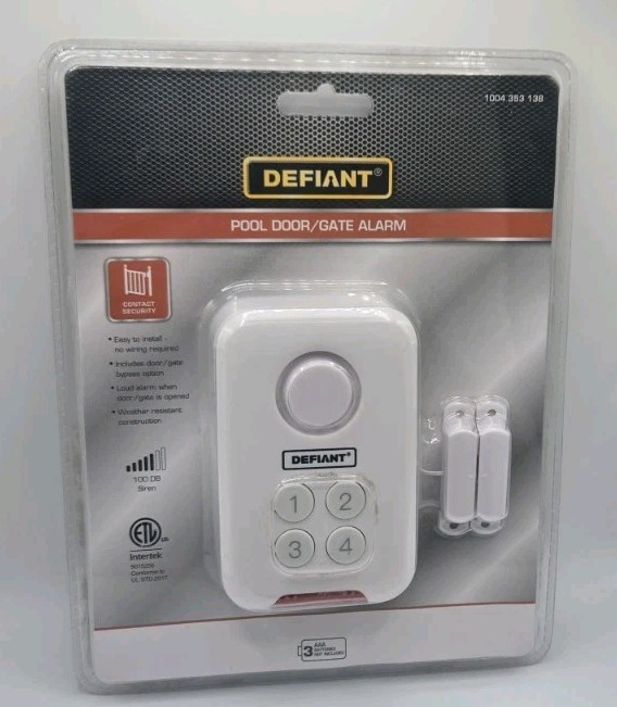 Defiant Pool Door Gate Alarm Safety Alert System UL ETL Certified New in Package