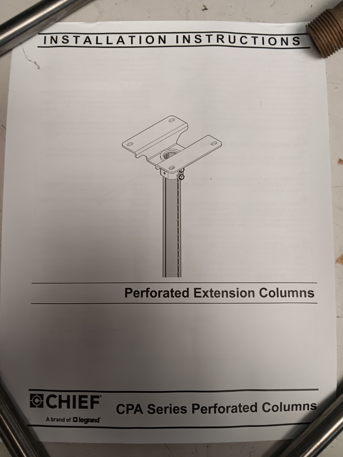 Chief CPA072P CPA Series Perforated Extension Column 72" Long