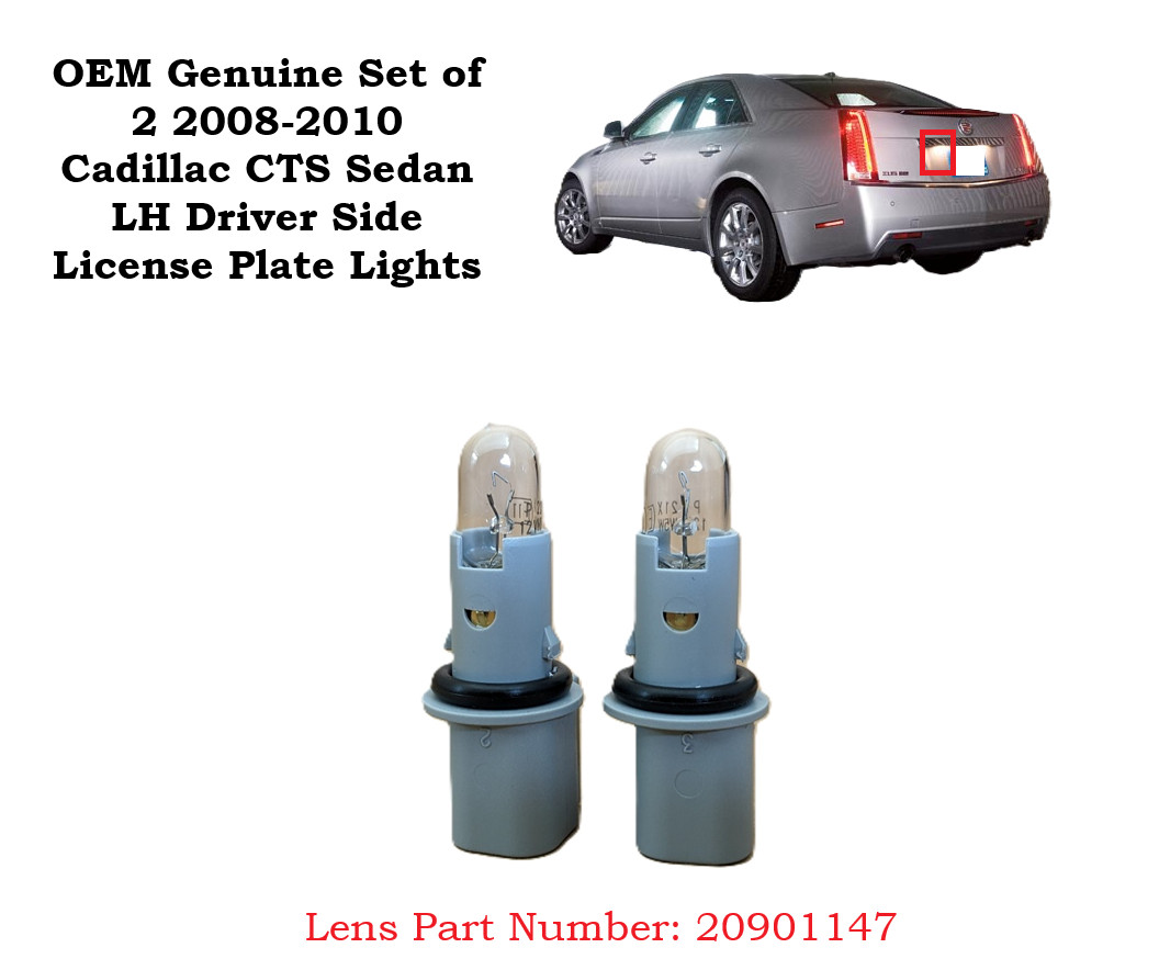 OEM 08-10 Cadillac CTS Sedan Left & Right License Plate Lightbulb  socket w Bulb