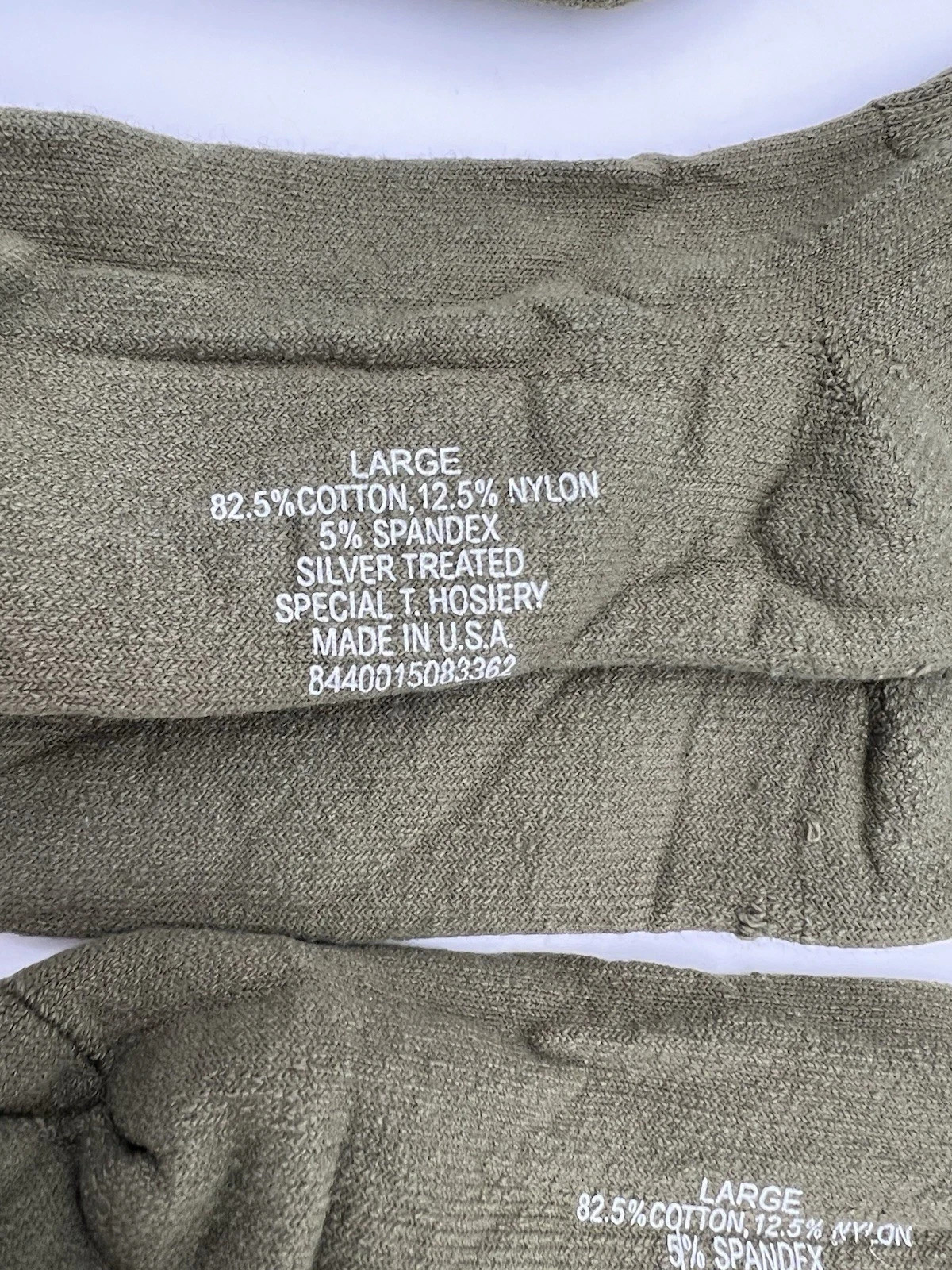 3 Pairs NEW Mid-Calf US Military Cushion Antimicrobial Boot Socks Made in U.S.