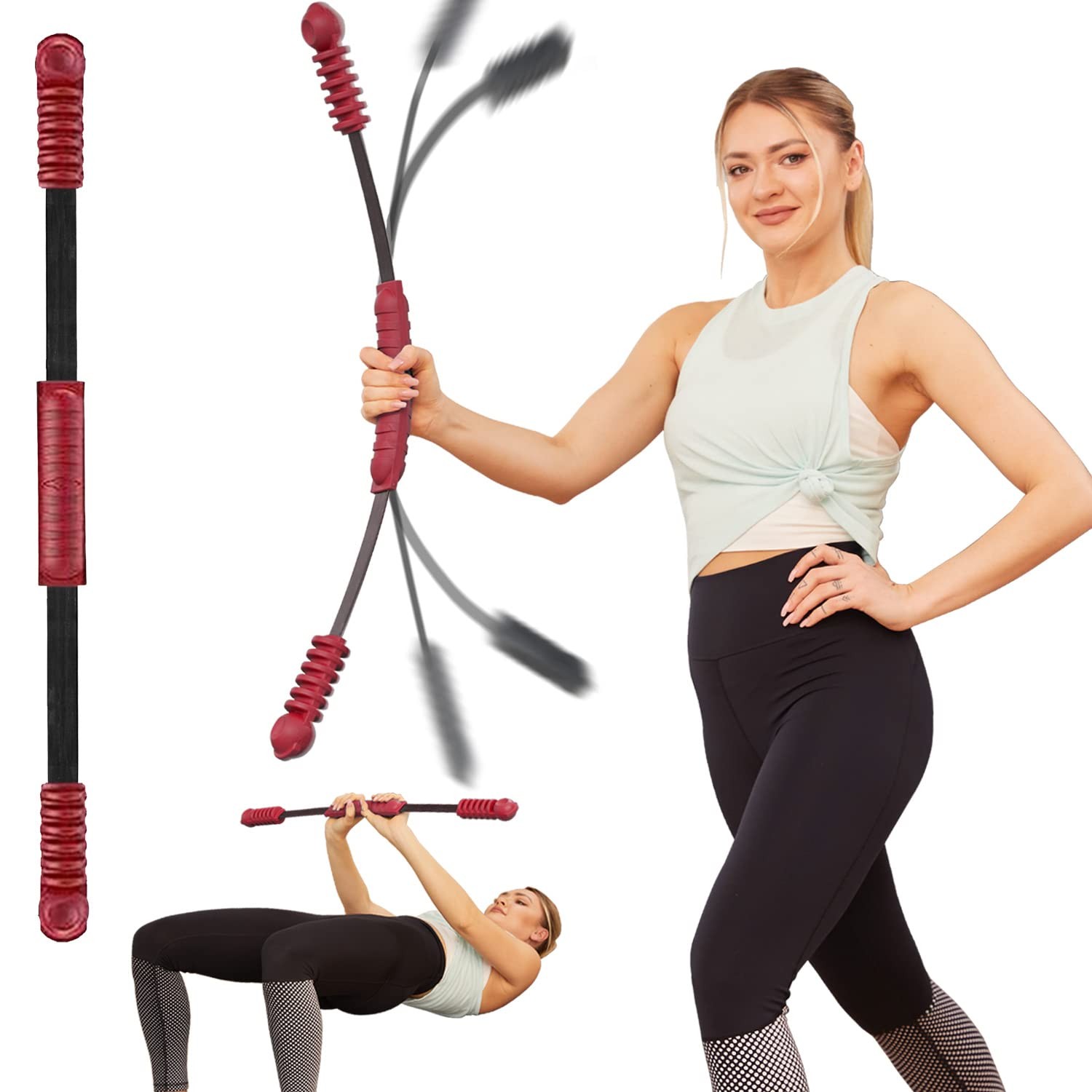 HOTWAVE Elastic Fitness Bar, Shoulder Physical Therapy, Total Body Fat Red