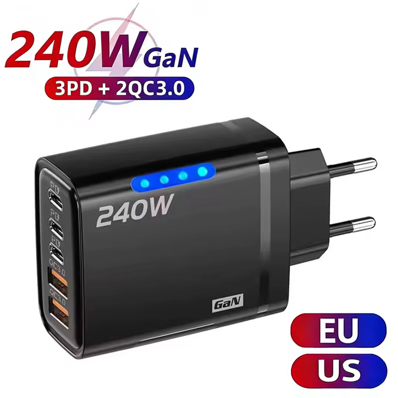 240W Fast Charging USB Type C US Wall Charger For Samsung iPhone Android Phone