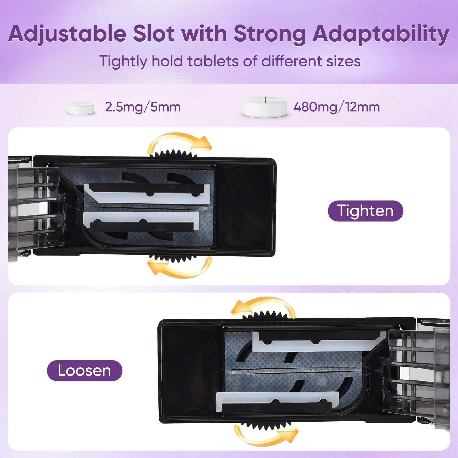 GIIYAA Multiple Pill Cutter for Small or Large Pills, Adjustable Black
