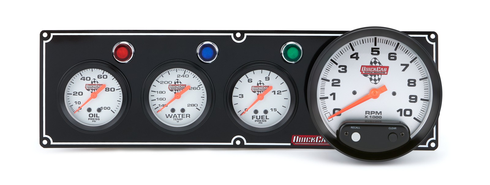 Quickcar Racing    61 6742    3 1 Gauge Panel Op Wt Fp W 5In Tach Black