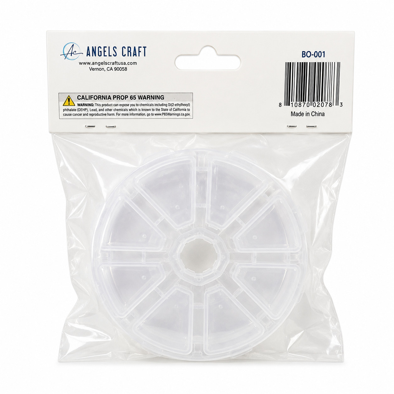 Angels Craft Clear Round Wheel Compartment Organizer Box