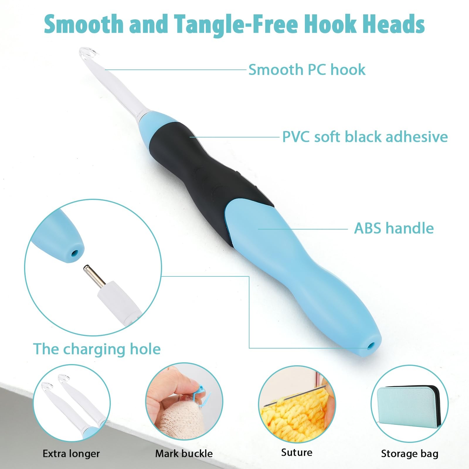 Light up Crochet Hook Set - 11 in 1 Lighted Crochet Hook Set for Beginners, E...