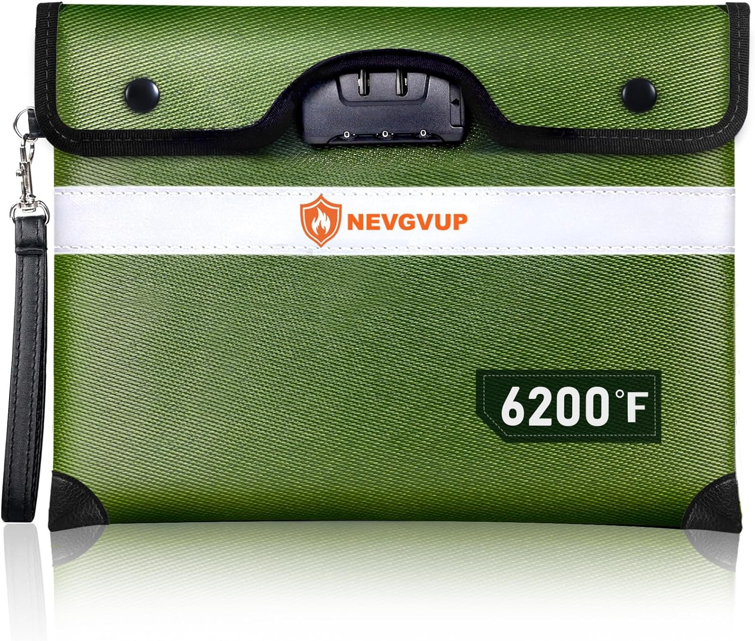 6200°F Fireproof Money Bag with Lock, Upgraded Fireproof Bag W. Zipper/Reflectiv