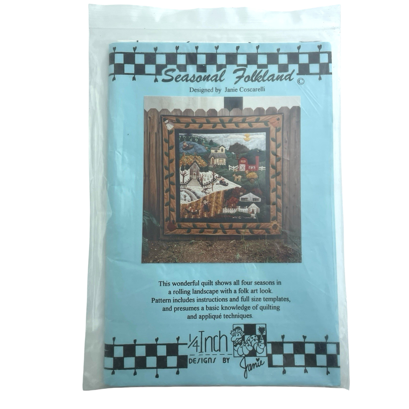 Janie Coscarelli 1/4 Inch Designs Quilt PATTERN  Seasonal Folkland  55x55 in.