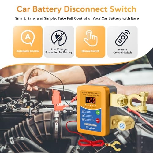 Remote Battery Disconnect Switch 12V, 240A Kill Switch for Car with Led Yellow