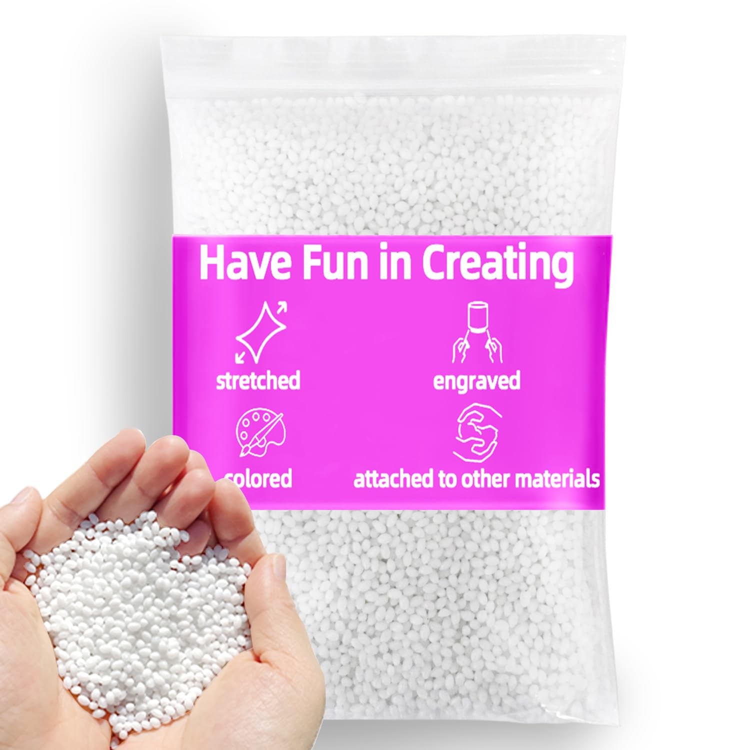 Moldable Plastic Pellets - Thermoplastic Beads Polymorph Meltable white