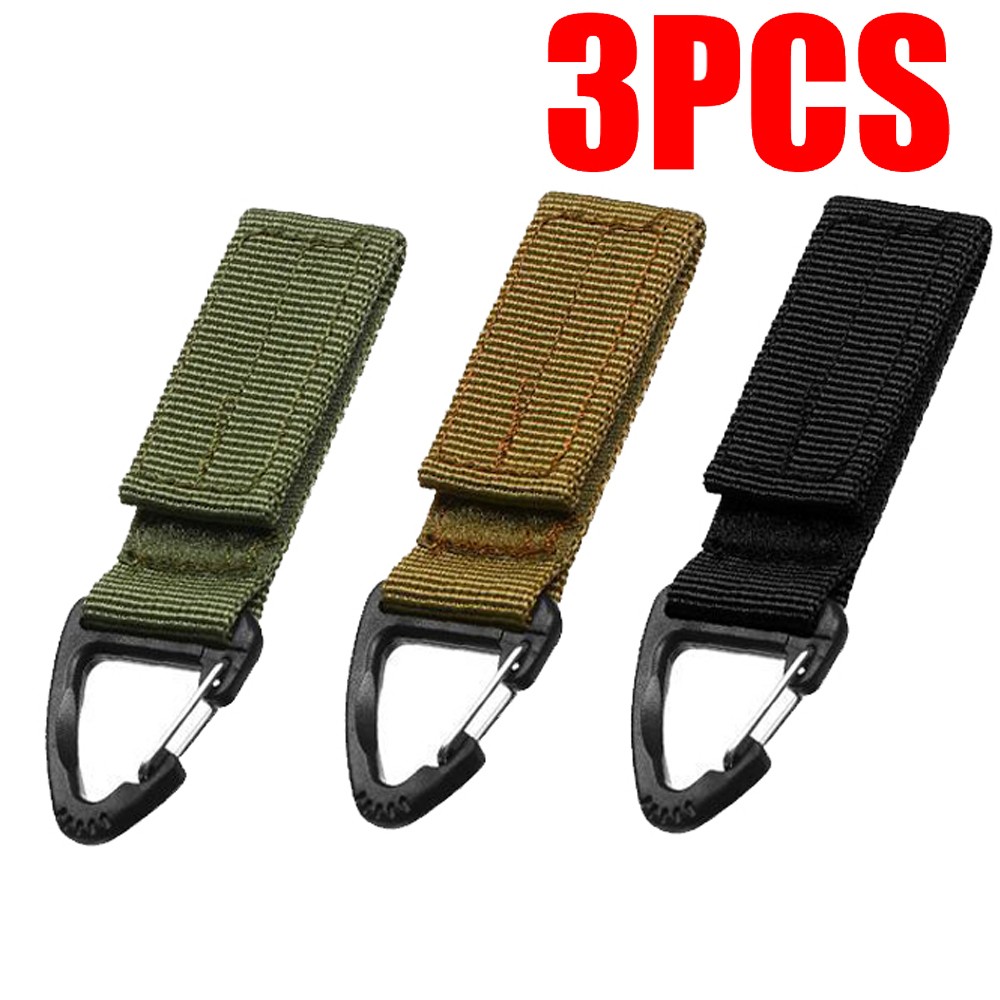 3-Pack Heavy Duty Belt Keeper Clip Key Holder Nylon MOLLE Strap Keyring Buckle