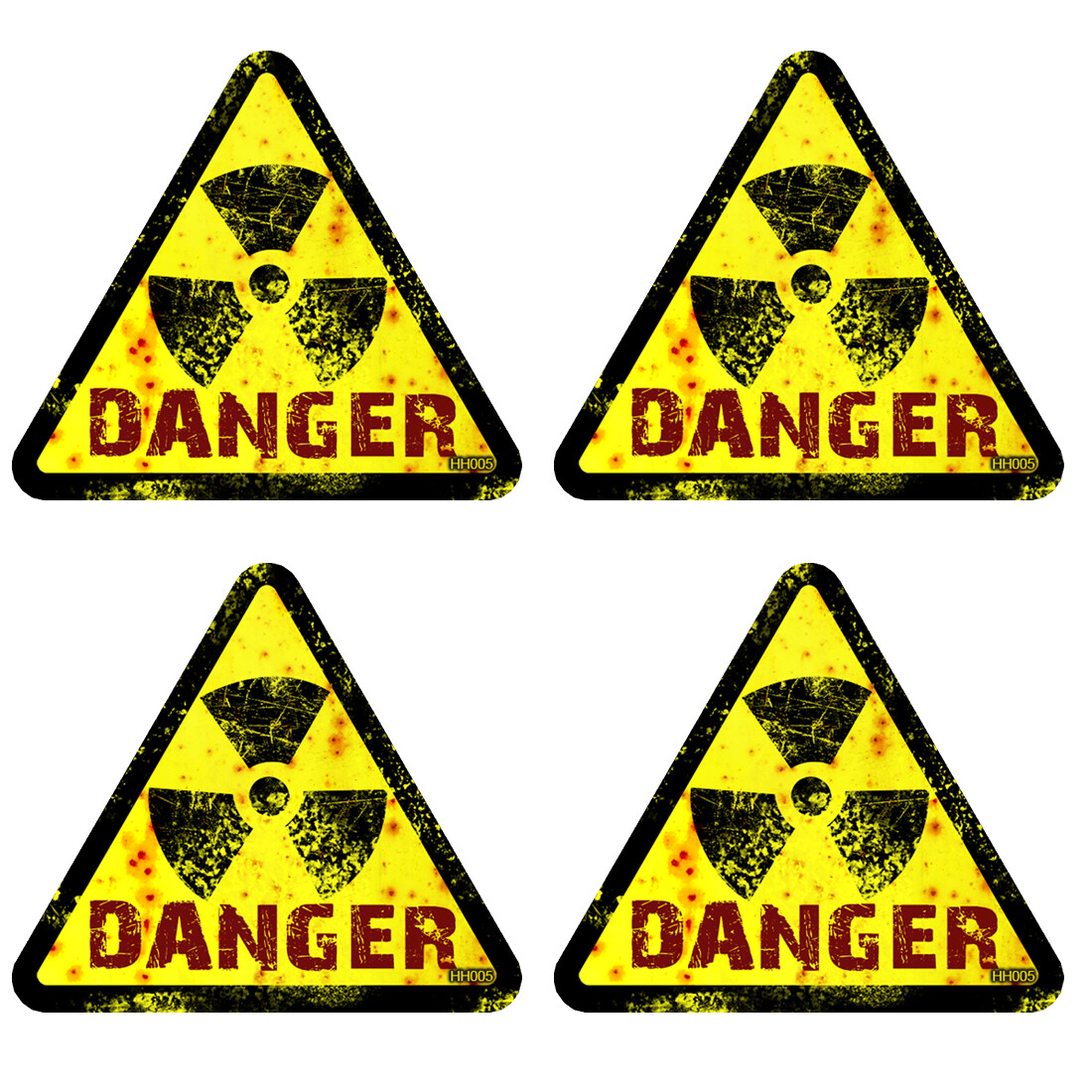 Hard Hat DANGER Radiation TRI Stickers 4 Pack-helmet construction Tool box HH005