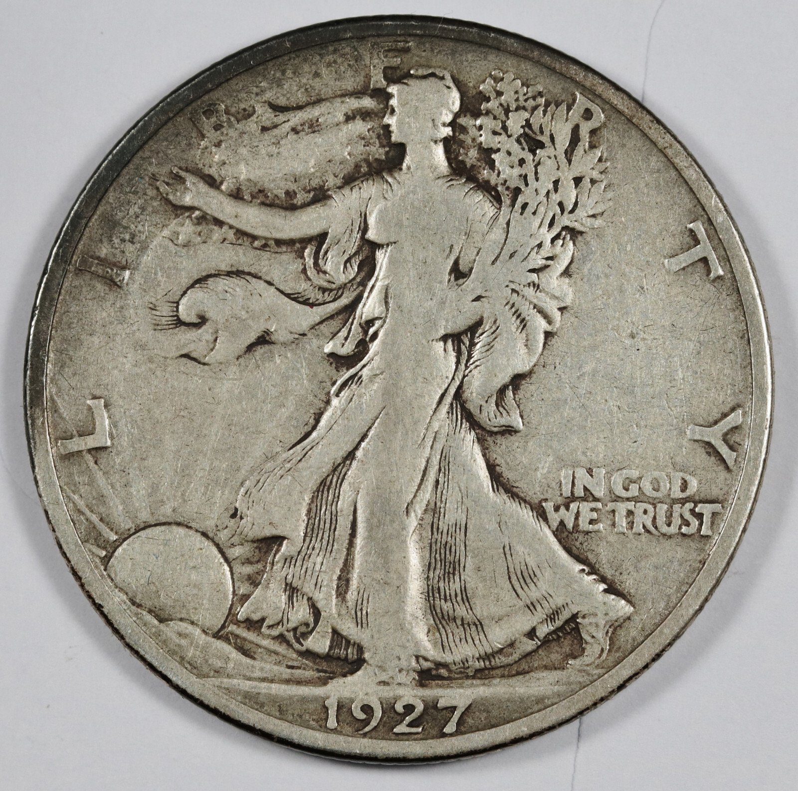 1927-s Walking Liberty Half.  "Perfect" About VF.  186908