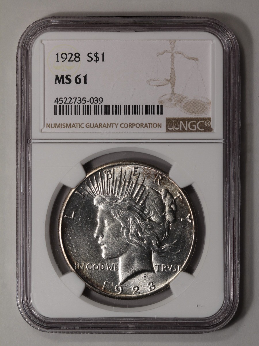 1928 Peace Dollar S$1 NGC MS61