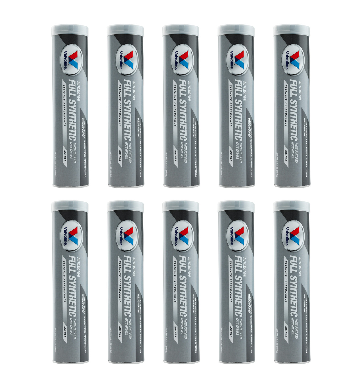 Valvoline Full Synthetic Moly-Fortied Gray Grease, Case of 10 - 14 Ounce Tubes