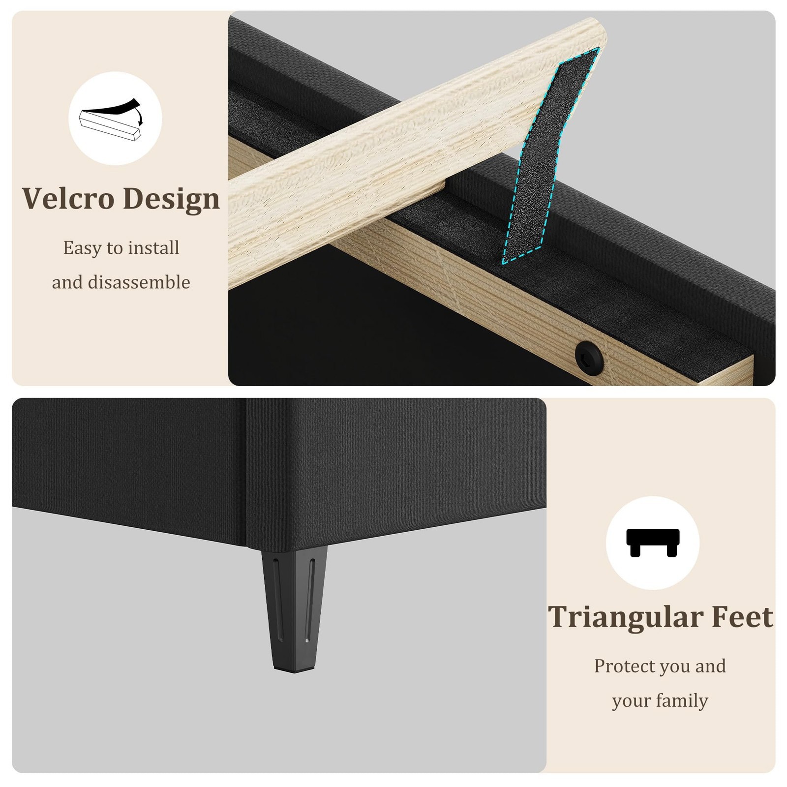Bedroom Furniture Platform Bed Frame, Modern Bed Frame Designed With Triangular