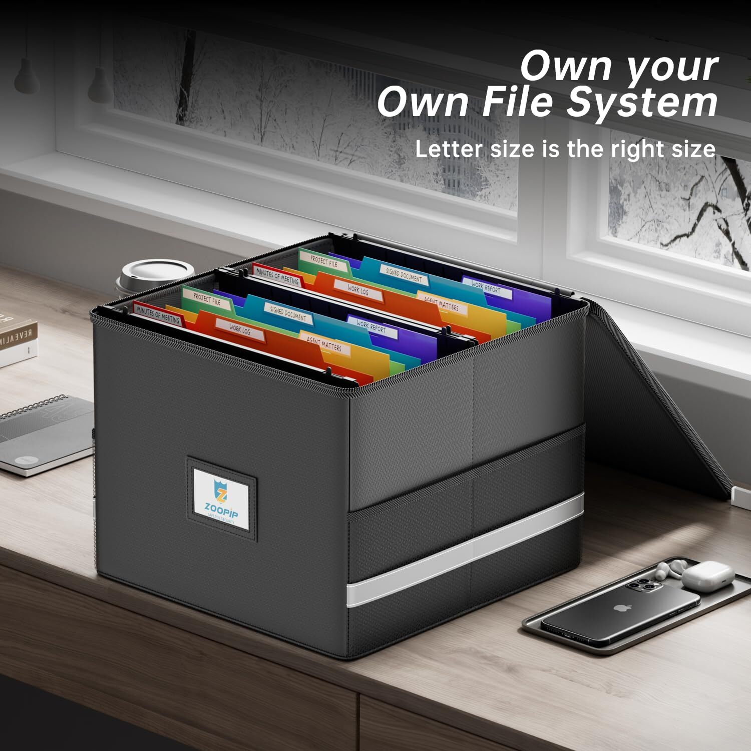 Fireproof File Box with Hanging File FoldersAccordion PocketsHanging File Org...