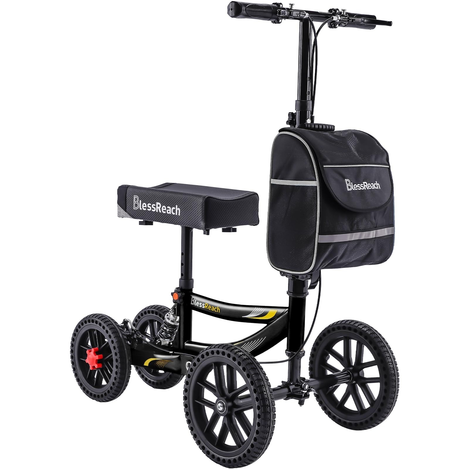 New BlessReach Knee Scooter, Foot Ankle Crutch Adult Walker Brake Black WB2208-T