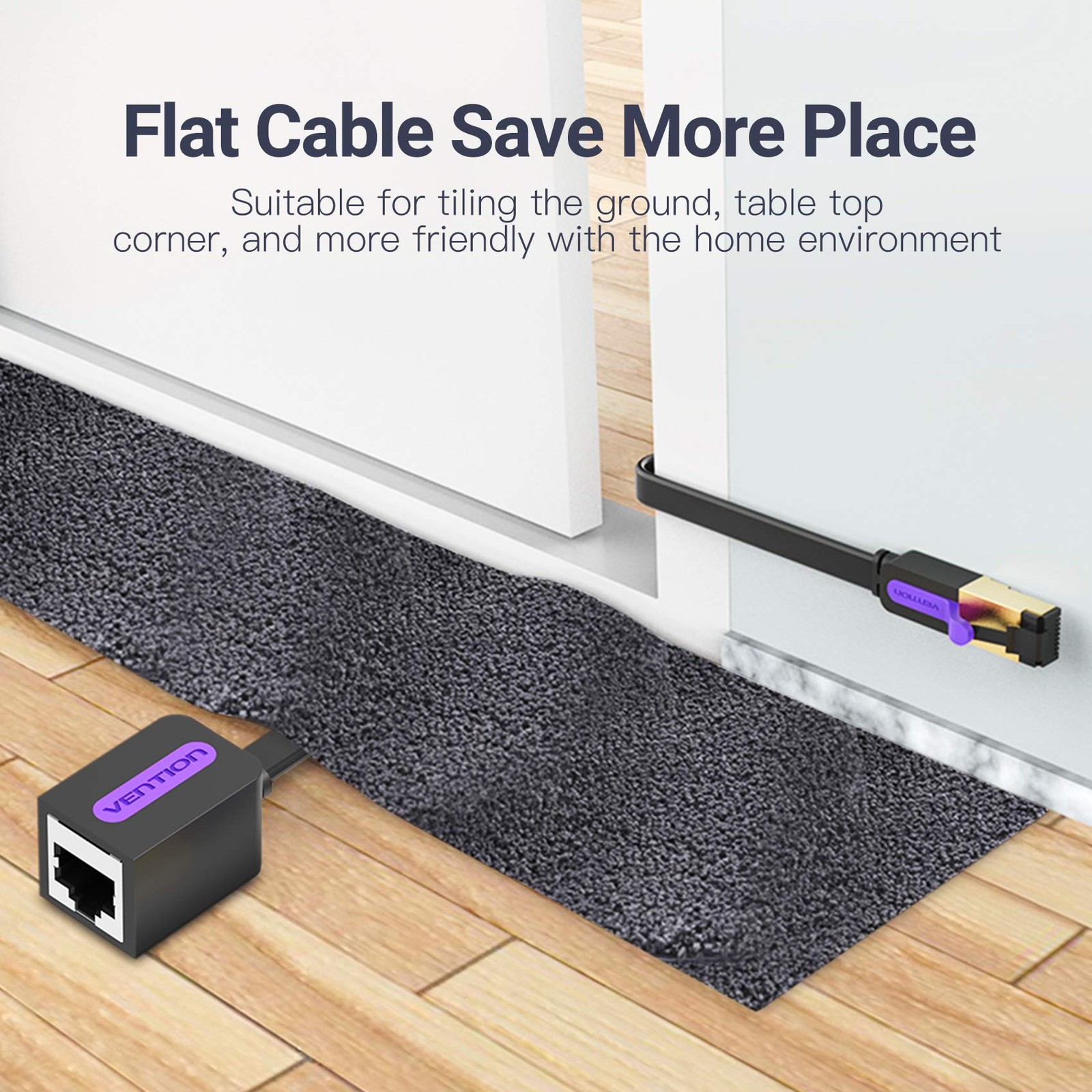 VENTION Ethernet Cable Cat7 Extension Cable,10Gbps 5m, Purple+Black