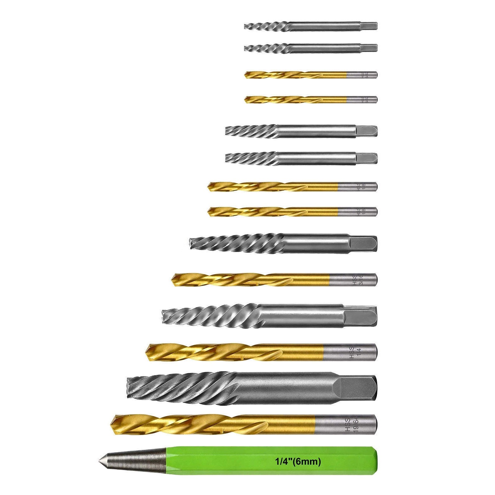 Screw Extractor Kit with CR-MO Extractor Tools & Reverse Bits for Industrial Use